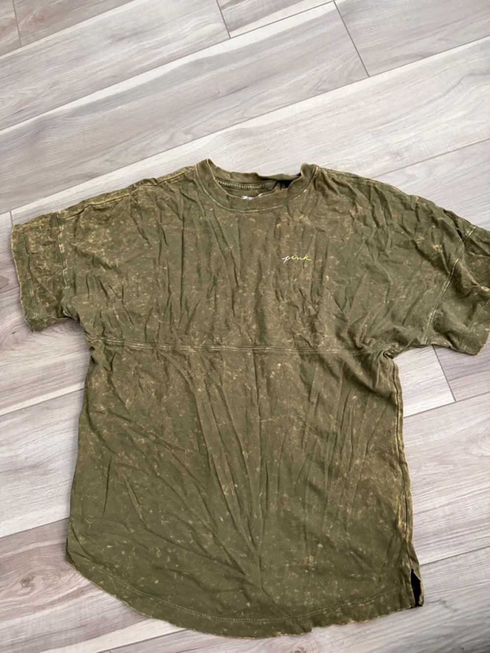 PINK Victoria's Secret Olive Green Short-Sleeve Crew Tee